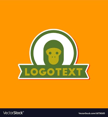 Paper sticker on stylish background monkey logo vector image
