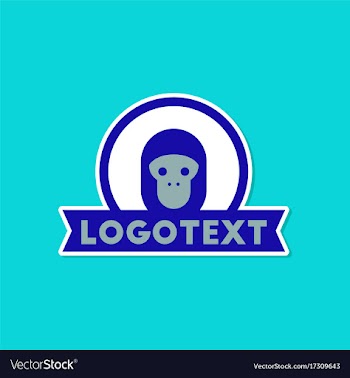 Paper sticker on stylish background monkey logo vector image