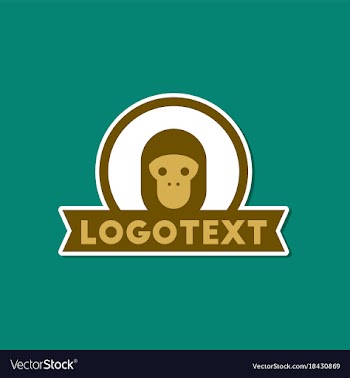 Paper sticker on stylish background monkey logo vector image