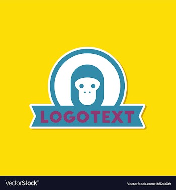 Paper sticker on stylish background monkey logo vector image