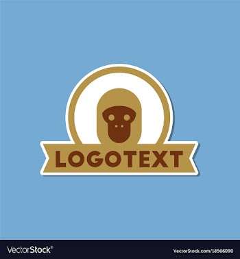 Paper sticker on stylish background monkey logo vector image