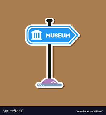 Paper sticker on stylish background museum sign vector image