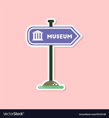 Paper sticker on stylish background museum sign vector image
