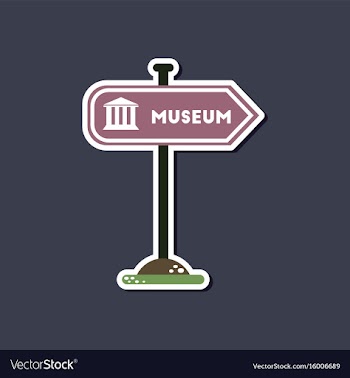 Paper sticker on stylish background museum sign vector image