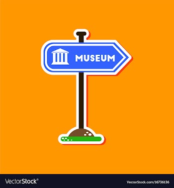 Paper sticker on stylish background museum sign vector image