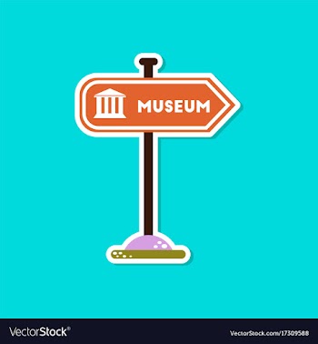 Paper sticker on stylish background museum sign vector image