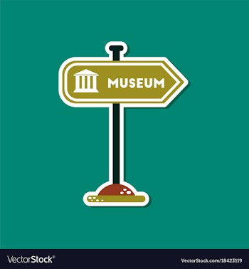 Paper sticker on stylish background museum sign vector image