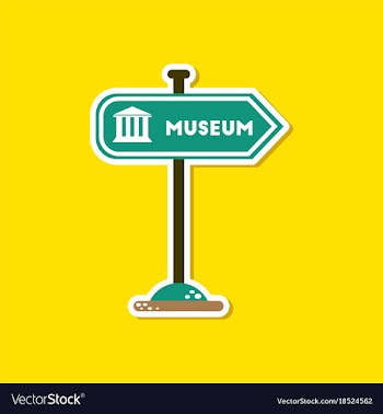 Paper sticker on stylish background museum sign vector image