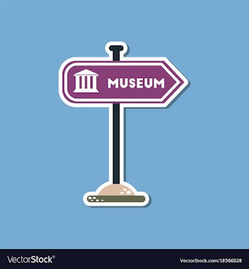 Paper sticker on stylish background museum sign vector image