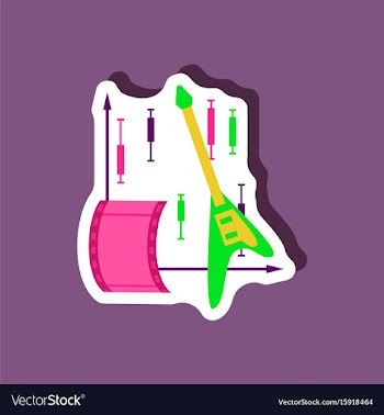 Paper sticker on stylish background music and vector image