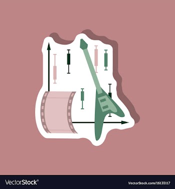 Paper sticker on stylish background music and vector image