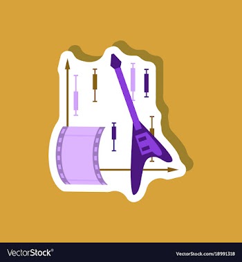Paper sticker on stylish background music and vector image