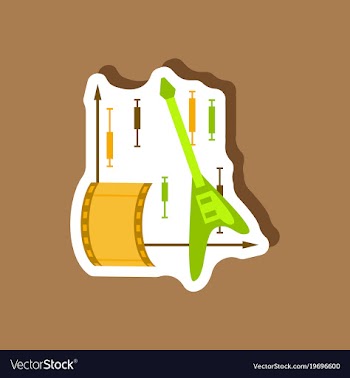 Paper sticker on stylish background music and vector image