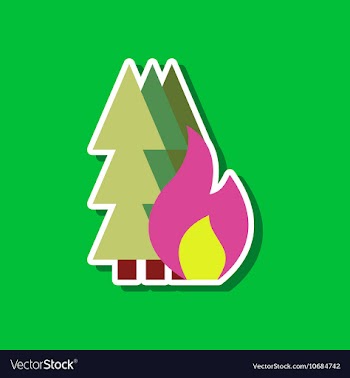 Paper sticker on stylish background of forest fire vector image