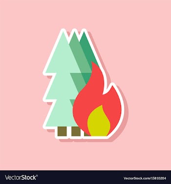 Paper sticker on stylish background of forest fire vector image