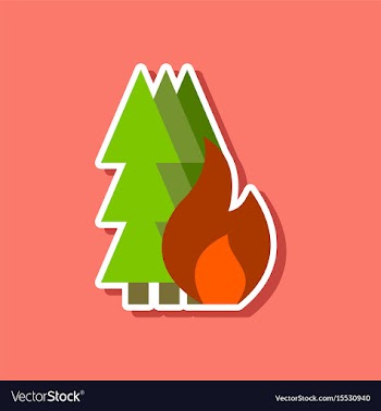 Paper sticker on stylish background of forest fire vector image
