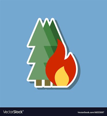 Paper sticker on stylish background of forest fire vector image