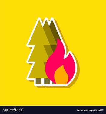 Paper sticker on stylish background of forest fire vector image