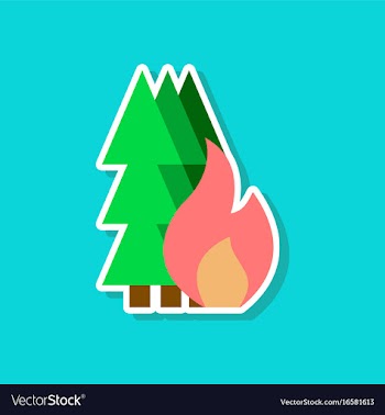 Paper sticker on stylish background of forest fire vector image