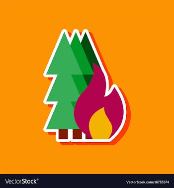 Paper sticker on stylish background of forest fire vector image