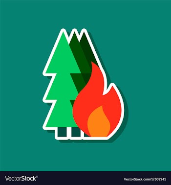 Paper sticker on stylish background of forest fire vector image