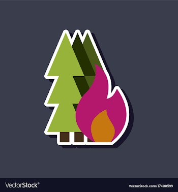 Paper sticker on stylish background of forest fire vector image