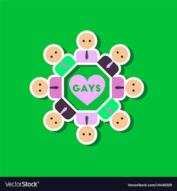 Paper sticker on stylish background of gay in love vector image