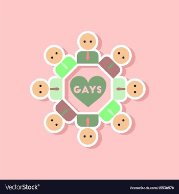 Paper sticker on stylish background of gay in love vector image