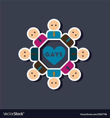 Paper sticker on stylish background of gay in love vector image