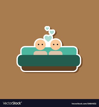 Paper sticker on stylish background of gays in bed vector image