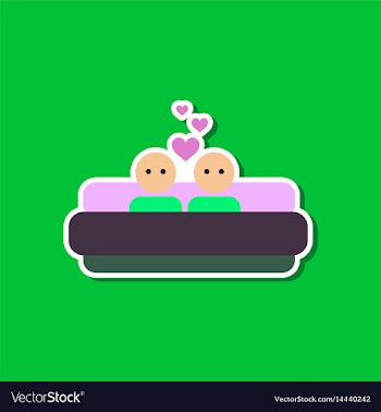Paper sticker on stylish background of gays in bed vector image