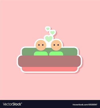 Paper sticker on stylish background of gays in bed vector image