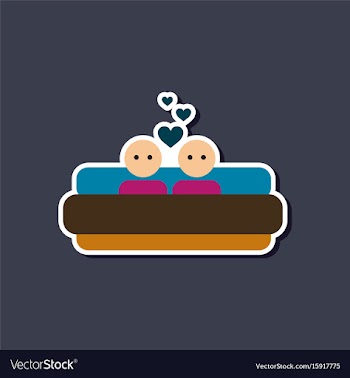 Paper sticker on stylish background of gays in bed vector image