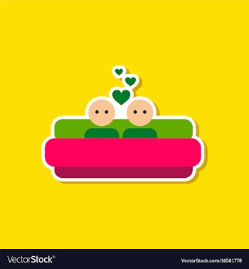 Paper sticker on stylish background of gays in bed vector image