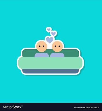 Paper sticker on stylish background of gays in bed vector image