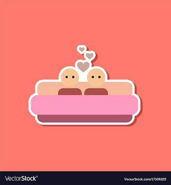Paper sticker on stylish background of gays in bed vector image