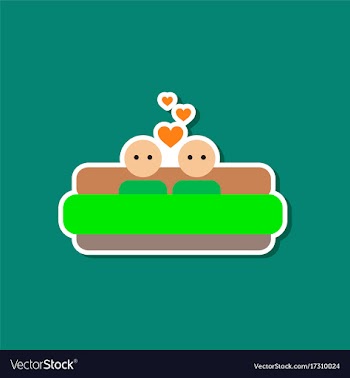 Paper sticker on stylish background of gays in bed vector image