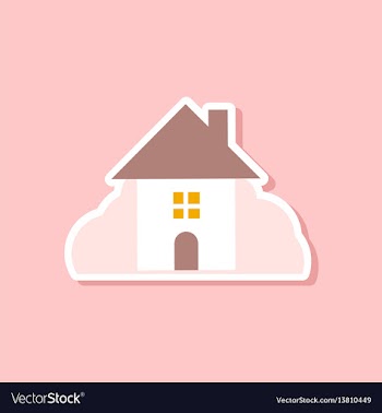 Paper sticker on stylish background of house vector image