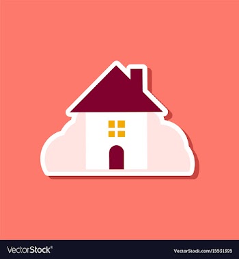 Paper sticker on stylish background of house vector image