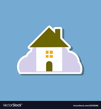 Paper sticker on stylish background of house vector image