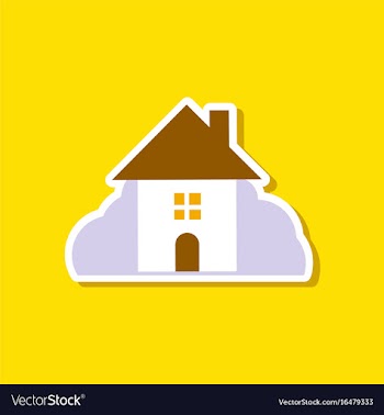 Paper sticker on stylish background of house vector image