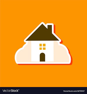 Paper sticker on stylish background of house vector image
