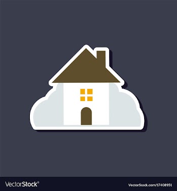 Paper sticker on stylish background of house vector image