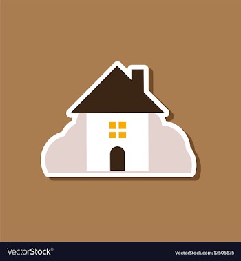 Paper sticker on stylish background of house vector image