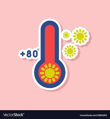 Paper sticker on stylish background of thermometer vector image