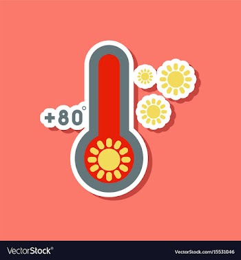 Paper sticker on stylish background of thermometer vector image