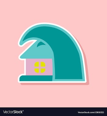 Paper sticker on stylish background of tsunami vector image