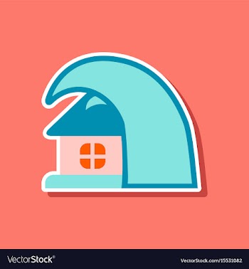 Paper sticker on stylish background of tsunami vector image
