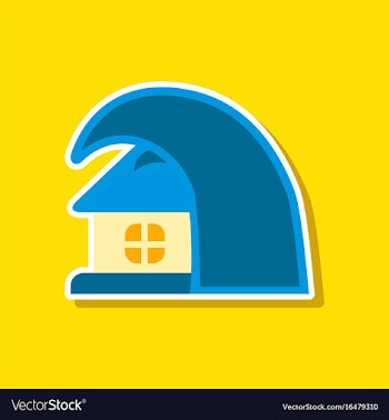 Paper sticker on stylish background of tsunami vector image
