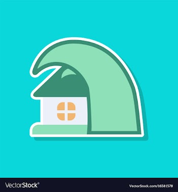 Paper sticker on stylish background of tsunami vector image